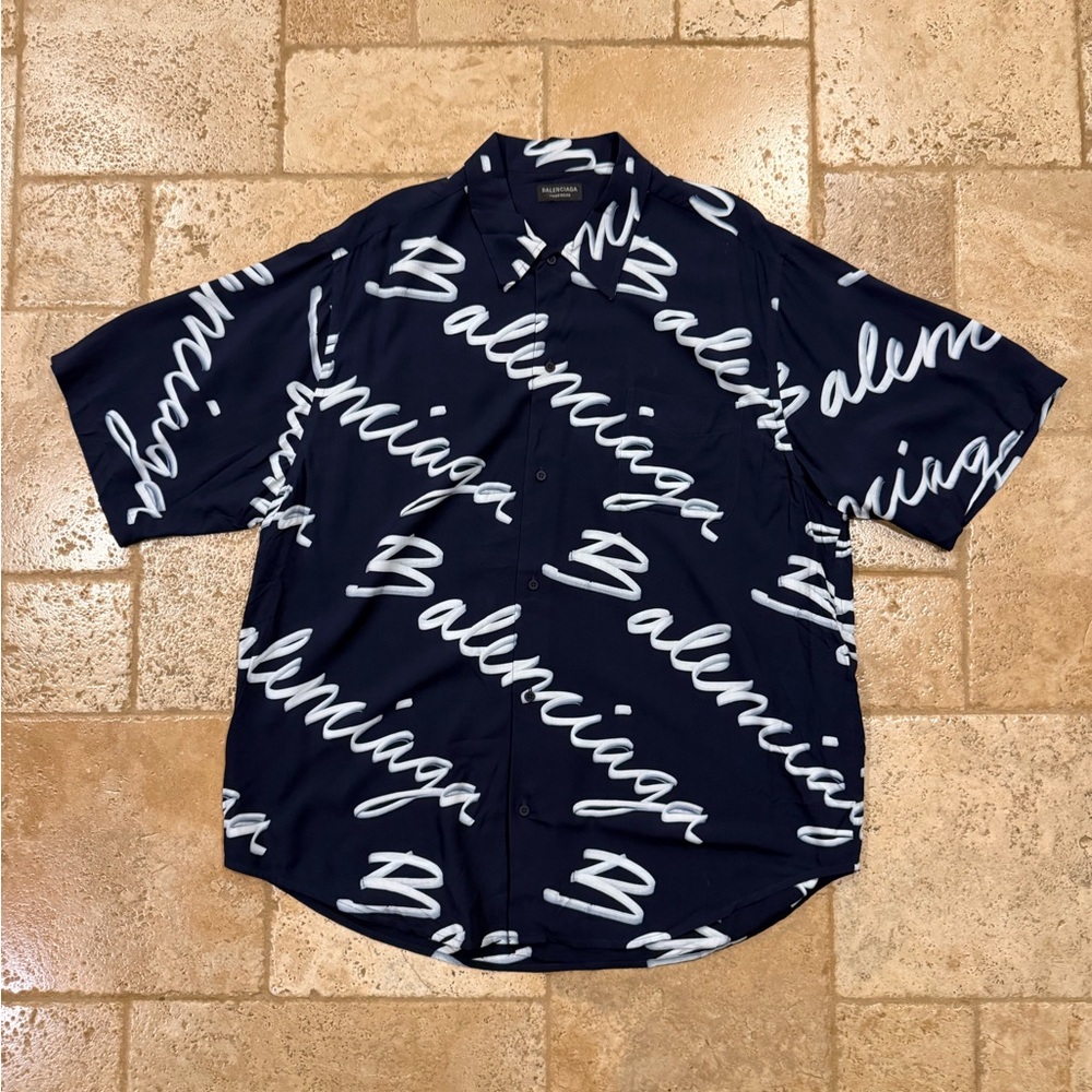 Balenciaga All Over Cursive Script Logo Minimal N… - image 3